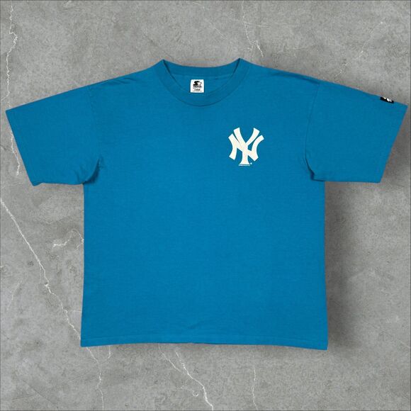 Vintage 90s Starter NY Yankees Chest and Sleeve Logo Boxy T Shirt USA - Large - Picture 1 of 8